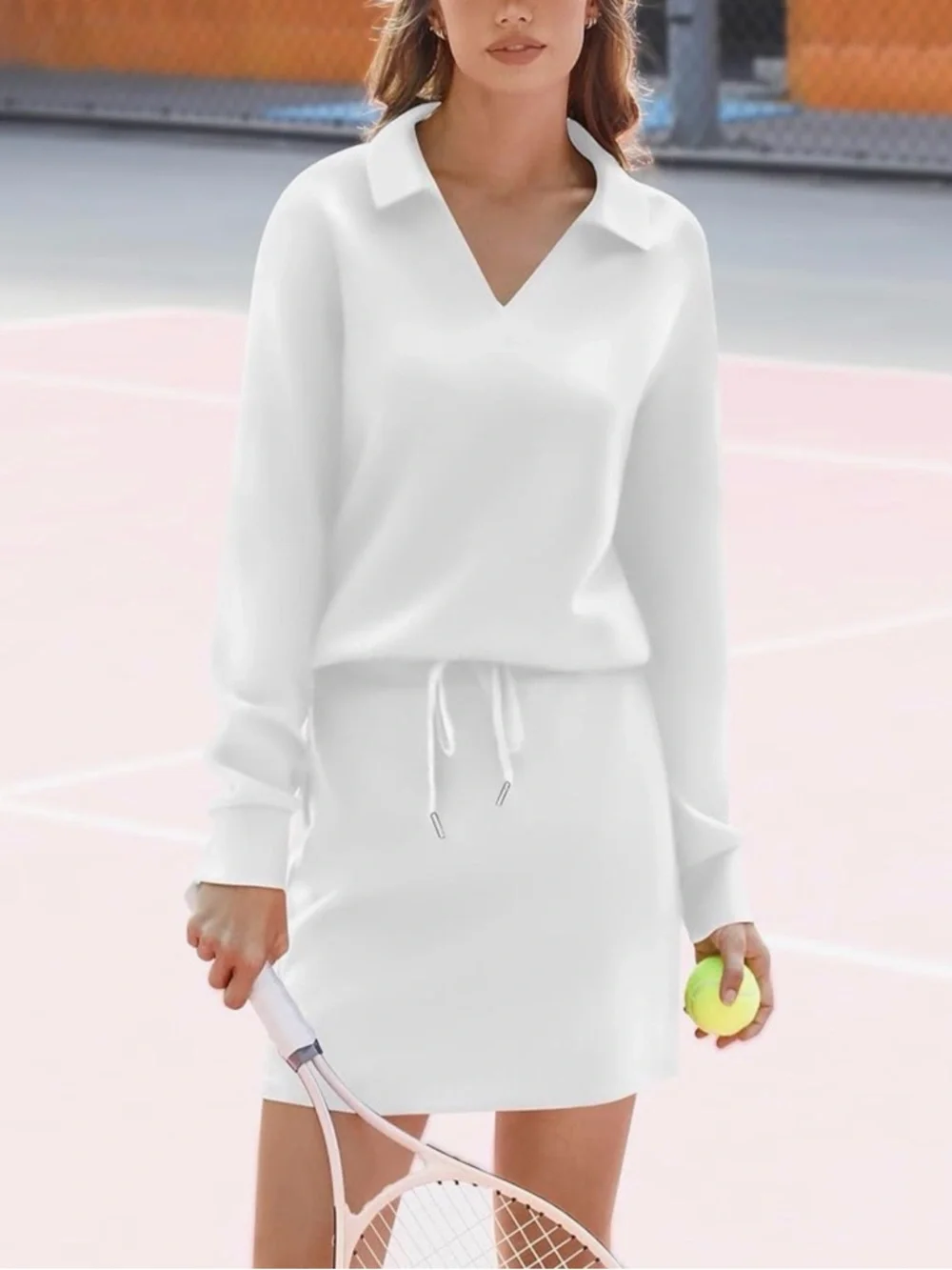 Casly Lamiit Two Piece Set White Tracksuit Skort Matching Set Tennis XL - Picture 4 of 6